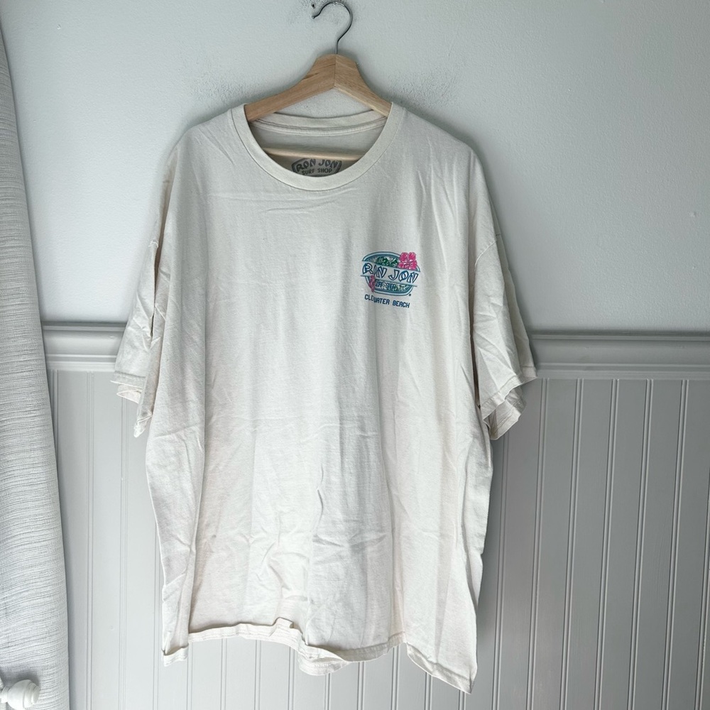 Y2K Ron Jon Surf Shop 3XL Cream Graphic Cotton Tee - Picture 4 of 4